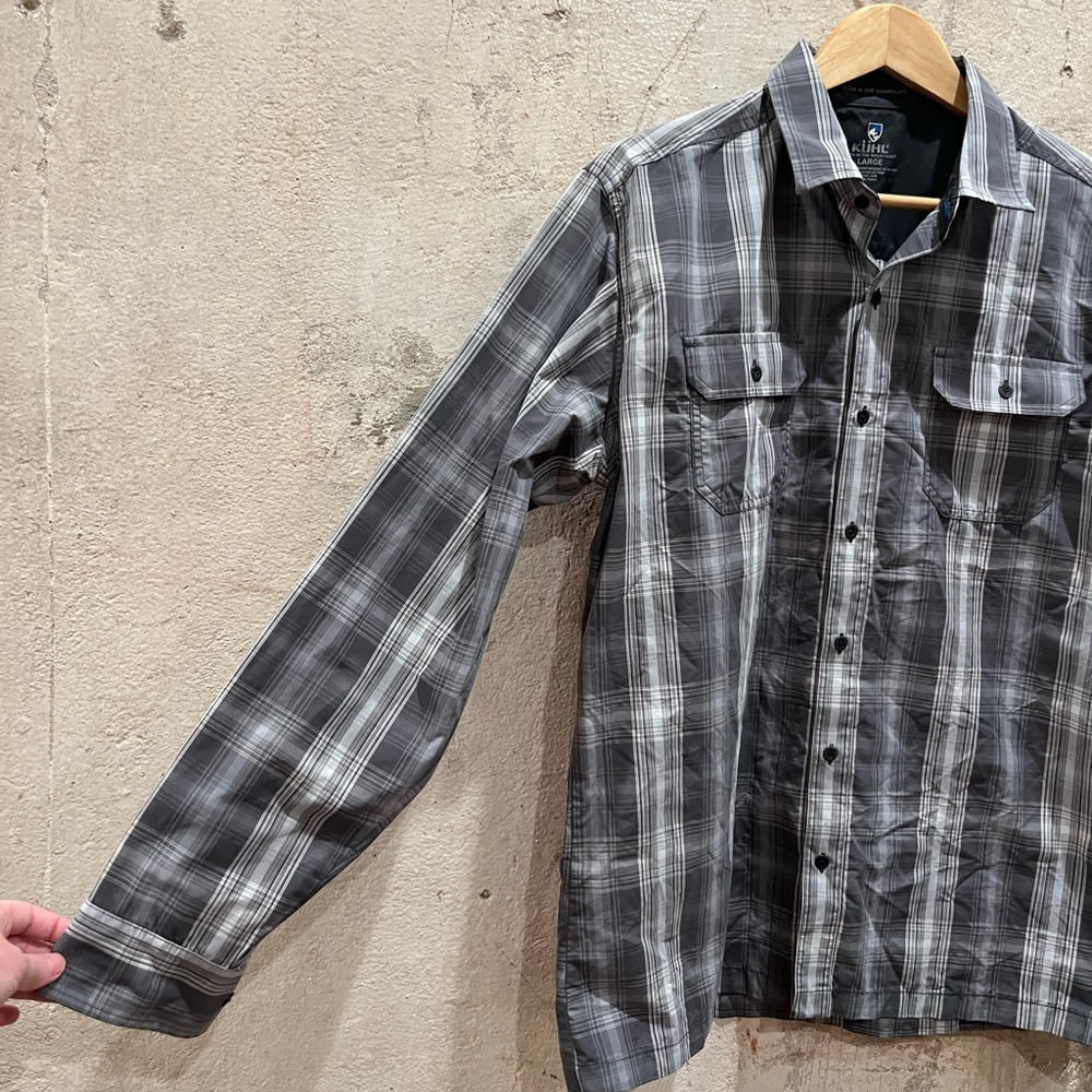 Men's KUHL Response Gray Plaid Long Sleeve Button-Up Shirt
